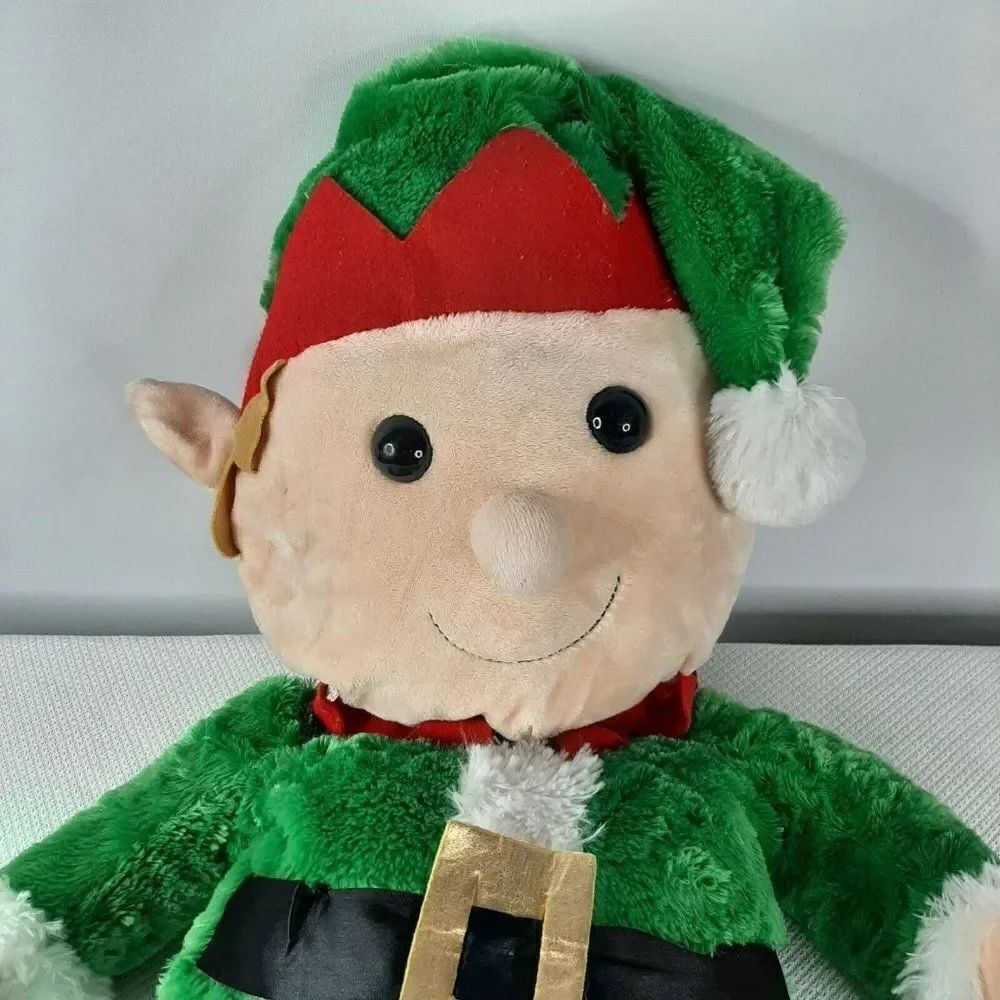 Large Green Red Christmas Elf Plush Stuffed Display Toy 30"